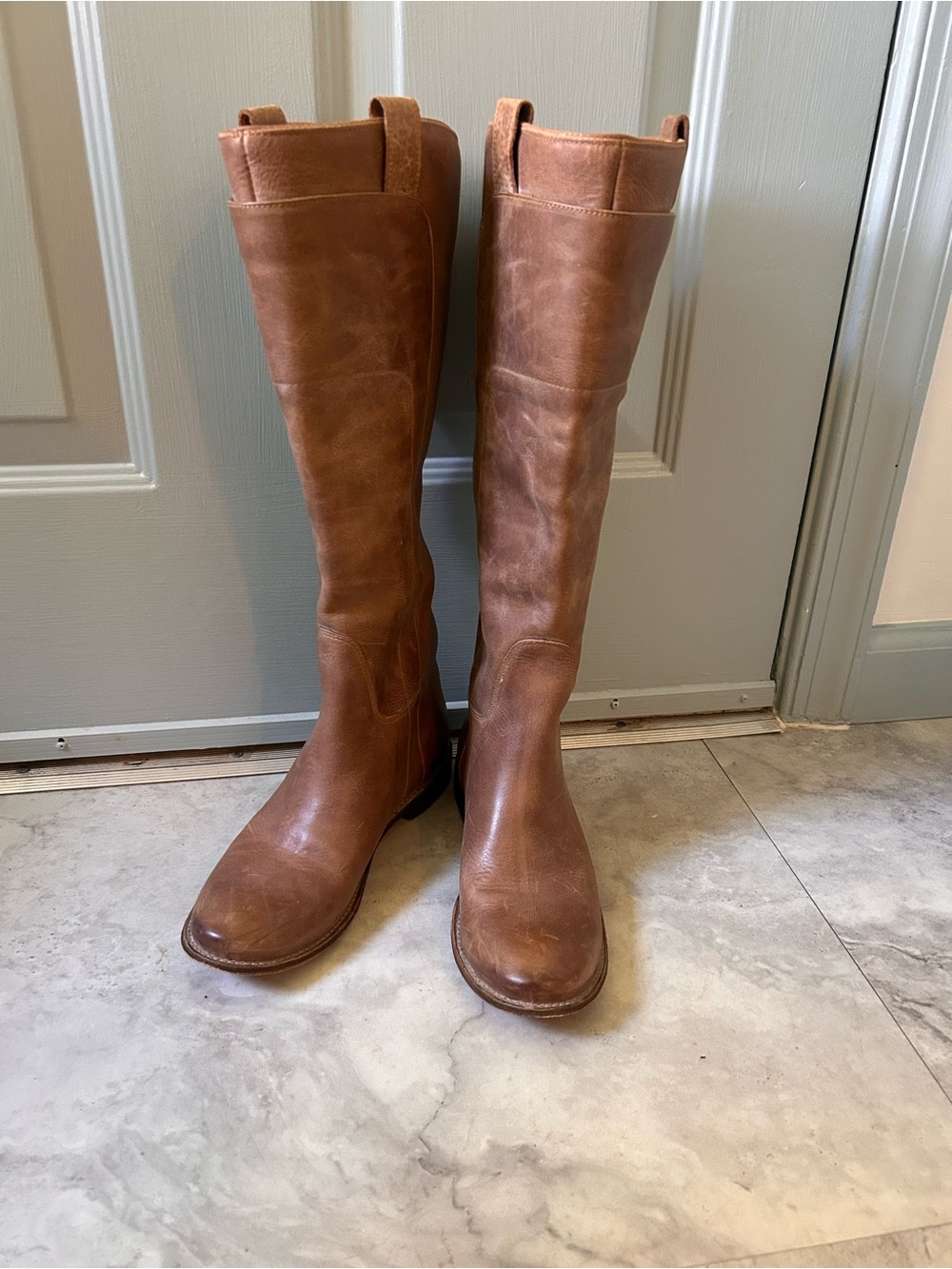 Frye Paige Tall Brown Leather Riding Boots